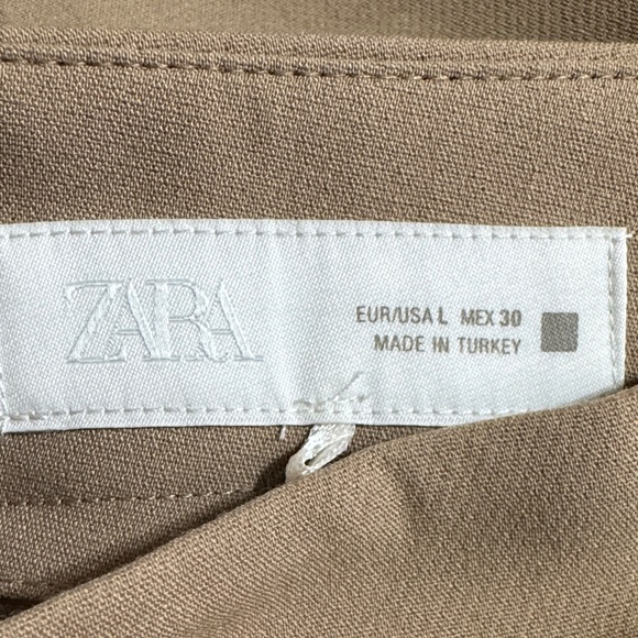 Zara High-Waisted Tan Culotte Trousers Wide-Leg Cropped size L Streetwear Office - Picture 4 of 9